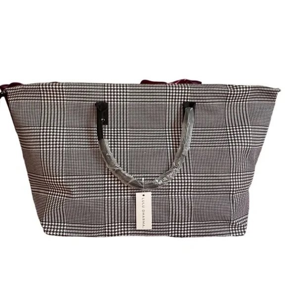 Lulu Dharma Black‎ White Plaid Frasier Weekender Travel  carry on NEW - Picture 2 of 9